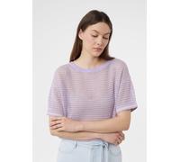 Kurzarm-Pullover aus luftigem Ajourstrick lila 46