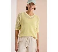 Strickpullover CECIL, Damen, Gr. XL (44), light buttermilk gelb, Strick, Obermaterial: 100% Baumwolle, unifarben, lässig geschnitten hüftbedeckend, V-Ausschnitt, Bündchen, Pullover Strickpullover, im 