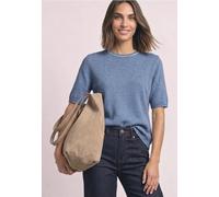 Street One Kurzarm Pullover mit Kontrastdetail Northern Blue Mel. 38