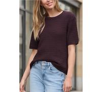 Rundhalspullover STREET ONE STUDIO, Damen, Gr. 36, very berry, Web, 100% Baumwolle, unifarben, normal normal, Rundhals, Rippbündchen, Pullover Rundhalspullover, aus reiner Baumwolle (10716908-36) very