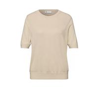 Rundhalspullover STREET ONE, Damen, Gr. 36, smoke beige meliert, Stoff, 60% Viskose, 40% Baumwolle, unifarben, normal normal, Rundhals, Rippbündchen, Pullover Rundhalspullover, Rundhalsausschnitt (490