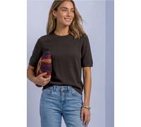 Kurzarm Pullover mit Rundhals in Unifarbe