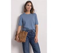 Kurzarmpullover STREET ONE, Damen, Gr. 44, northern blau meliert, Stoff, 75% Viskose, 25% Polyamid, unifarben, normal normal, Rundhals, abgesteppt, Pullover, softe Viskose (87497606-44) northern blau