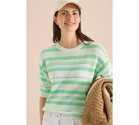 Kurzarmpullover CECIL, Damen, Gr. XL (44), juicy lime, Web, 75% Baumwolle, 25% Polyester, gestreift, comfort fit normal, Rundhals, Rippbündchen, Pullover, im Streifendesign (15376407-XL) juicy lime