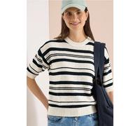 Cecil Kurzarmpullover Palm Breeze, gestreift, 75% Baumwolle/25% Polyester, Rundhals, Gr. XL