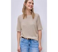 Street One - Kurzarm Shirt im schimmernden Look beige - Gr. - 36