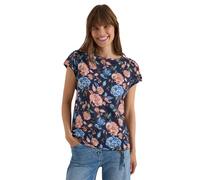 T-Shirt CECIL, Damen, Gr. XXL (46), urban dunkelblau, Web, 50% Baumwolle, 50% Modal, gemustert, comfort fit normal, U-Boot-Ausschnitt, normaler Saum, Shirts T-Shirt, mit U-Boot-Ausschnitt (69031162-XX