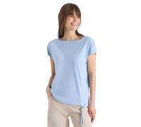 Rundhalsshirt CECIL, Damen, Gr. XXL (46), light sky blau, Web, 50% Baumwolle, 50% Modal, unifarben, comfort fit normal, U-Boot-Ausschnitt, abgesteppt, Shirts Rundhalsshirt, mit Raffung (13830930-XXL) 