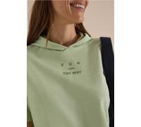 Cecil Kurzarm Shirt mit Kapuze und Wording raw Matcha Lime L