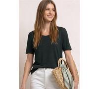 Kurzarmshirt STREET ONE, Damen, Gr. 38, deep bound grün, Jersey, Obermaterial: 95% Viskose, 5% Elasthan, unifarben, normal hüftbedeckend, V-Ausschnitt, abgesteppte Kante, Shirts, Sommershirt mit Knote