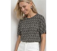 Street One Kurzarm-Shirt Damen Rundhals mit Print Beige Größe 40