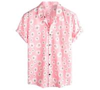 Kurzarm Sommerhemd Herren Hawaiihemd Bügelfrei Button Down Strandhemd Slim Fit Freizeithemd Leicht Lustige Funky Hawaii T-Shirt Elegant Urlaub Hemd Männer Freizeit Party-Hemd