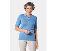 Kurzarm Strickpullover mit adrettem Kragen blau 38