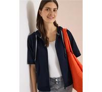 Cecil Sweatjacke Kurzarm mit Kapuze Damen 100% Baumwolle Comfort Fit uni Blau Gr. M (40)