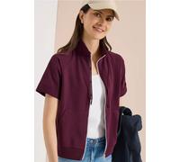 Sweatjacke CECIL, Damen, Gr. S (38), sweet grape rot, Sweatware, 100% Baumwolle, unifarben, comfort fit normal, hoch geschlossener Ausschnitt, Aufschlag, Sweatjacken Sweatjacke, mit Stehkragen (817254