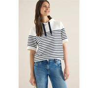 Kurzarm Sweatshirt mit Kapuze und Streifen