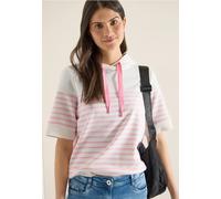 Cecil Damen Kurzarm Sweatshirt mit Kapuze und Streifen in Rosa, Gr: XXL