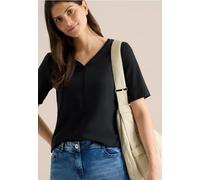 Cecil Damen Kurzarm T-Shirt im Tunika-Look in Schwarz, Gr: XL
