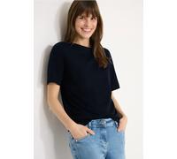 Kurzarmshirt CECIL, Damen, Gr. M (40), universal blau, Jersey, Obermaterial: 100% Baumwolle, unifarben, normal hüftbedeckend, Rundhals, Shirts, aus weicher Baumwolle, Topseller (79722017-M) universal