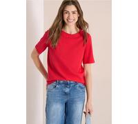Kurzarmshirt CECIL, Damen, Gr. S (38), glazed apple rot, Jersey, Obermaterial: 100% Baumwolle, unifarben, normal hüftbedeckend, Rundhals, Shirts, aus weicher Baumwolle (96304009-S) glazed apple rot