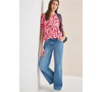 Cecil Rundhalsshirt Damen mit Blumenprint, beetroot pink, 65% Polyester/35% Viskose, Gr. L (42)