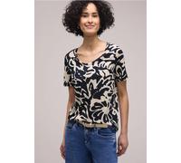 Street One Kurzarmshirt Style NEW Gerda Damen Gr. 38 Jersey gemustert shadowed navy Rundhals