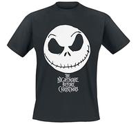 Disney Kurzarm-T-Shirt The Nightmare Before Christmas Jack Face Schwarz Unisex