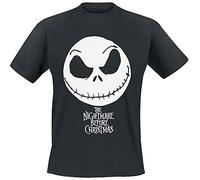 Kurzarm-T-Shirt The Nightmare Before Christmas Jack Face Schwarz Unisex