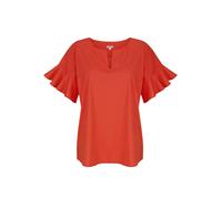 Kurzarmbluse ALBA MODA "Bluse Bluse mit V-Ausschnitt", Damen, Gr. 36, orange, Obermaterial: 73% Baumwolle CO. 23% Polyamid PA. 4% Elasthan EL., Blusen (34675549-36) orange