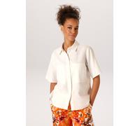 Kurzarmbluse ANISTON CASUAL, Damen, Gr. 36, wollweiß, Web;Leinenmischung, Obermaterial: 55% Leinen, 45% Viskose, unifarben, figurumspielend hüftlang, Blusen, mit Leinen - NEUE KOLLEKTION (48198427-36)