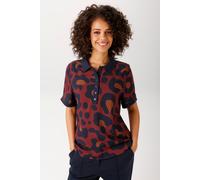 Kurzarmbluse ANISTON CASUAL, Damen, Gr. 44, braun (bordeaux, marine, zimt), Web, Obermaterial: 100% Viskose, bedruckt, gemustert, lässig geschnitten hüftlang, Rippbündchen, Blusen, im extravaganten An
