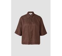 Hemdbluse S.OLIVER, Damen, Gr. 44, chocolate braun, Web, Obermaterial: 100% Leinen, unifarben, casual, relaxed fit hüftlang, Rundhals, 3/4-Ärmel, Blusen, mit Knopfleiste und Hemdblusenkragen (65857501