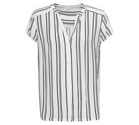 Kurzarmbluse BONPRIX, Damen, Gr. 44, weiß, schwarz gestreift, Web, Obermaterial: 100% Viskose, regular fit, Blusen, Regular Fit, für Businessmode, aus Viskose, feminin gestaltet (33857531-44) weiß, sc
