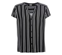 Kurzarmbluse BONPRIX, Damen, Gr. 48, schwarz, weiß gestreift, Web, Obermaterial: 100% Viskose, regular fit, Blusen, Regular Fit, für Businessmode, aus Viskose, feminin gestaltet (33434542-48) schwarz,