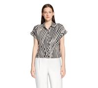 Kurzarmbluse BETTY BARCLAY "Damen mit Kragen", Damen, Gr. 40, schwarz, beige, Web, Obermaterial: 55% Leinen, 45% Viskose, oversize kurz, Blusen (16087524-40) schwarz, beige