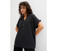 Kurzarmbluse BONPRIX, Damen, Gr. 40, schwarz, Obermaterial: 100% Baumwolle, loose fit, Blusen, aus Baumwolle, loose fit Passform, mit aufgesetzter Tasche (52454608-40) schwarz