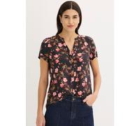 Kurzarmbluse BONPRIX, Damen, Gr. 46, schwarz geblümt, Web, Obermaterial: 100% Viskose, regular fit, Blusen Kurzarmbluse, Regular Fit, für Businessmode, aus Viskose, feminin gestaltet (47443406-46)