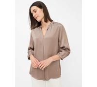 Kurzarmbluse BRAX "Style VALEA", Damen, Gr. 42, grau (taupe), Web, 100% Viskose, Rundhals, Blusen (75492653-42) taupe