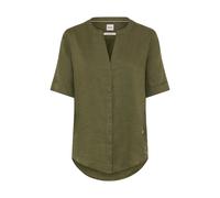Kurzarmbluse BRAX "Style VERI", Damen, Gr. 40, olivgrün, Web, 100% Leinen, V-Ausschnitt, Blusen (49349315-40) olivgrün