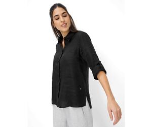 Kurzarmbluse BRAX "Style VICKI", Damen, Gr. 40, schwarz, Web, 100% Leinen, Blusen (29930815-40) schwarz