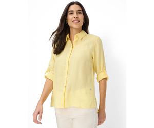 Kurzarmbluse BRAX "Style VICKI", Damen, Gr. 48, gelb, Web, 100% Leinen, Blusen (69907046-48) gelb