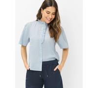 Kurzarmbluse BRAX "Style VIVE", Damen, Gr. 48, dunkelblau, Web, 100% Leinen, Blusen (59592843-48) dunkelblau