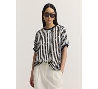 Kurzarmbluse BUGATTI, Damen, Gr. 38, bunt (390, marine), Sweatware, 100% Viskose, bedruckt, normal, Rundhals, Blusen, mit grafischem Print aus 100% Viskose (26267462-38) 390, marine