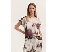 Kurzarmbluse BUGATTI, Damen, Gr. 44, 970, bordeaux, Sweatware, 100% Viskose, bedruckt, normal, Rundhals, Blusen, mit grafischem Print aus Viskose (85256419-44) 970, bordeaux