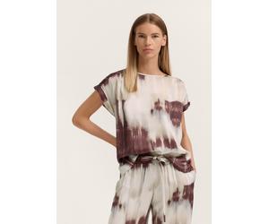 Kurzarmbluse BUGATTI, Damen, Gr. 44, 970, bordeaux, Sweatware, 100% Viskose, bedruckt, normal, Rundhals, Blusen, mit grafischem Print aus Viskose (85256419-44) 970, bordeaux