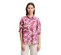 Kurzarmbluse CARTOON "Damen mit Kragen", Damen, Gr. 38, rosa (cream, schwarz pink), Obermaterial: 55% Leinen, 45% Viskose., lässig geschnitten normal, Blusen (95982923-38) cream, schwarz pink