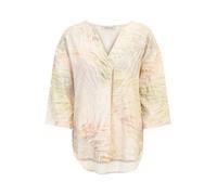 Kurzarmbluse CARTOON "Damen mit V-Ausschnitt", Damen, Gr. 40, rosa (cream, apricot), Obermaterial: 55% Leinen, 45% Viskose, figurumspielend normal, U-Boot-Ausschnitt, Blusen (21981555-40) cream, apric
