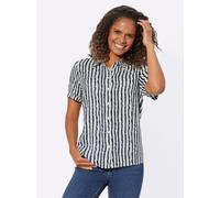 Kurzarmbluse CASUAL LOOKS, Damen, Gr. 38, bunt (marine, ecru, gestreift), 100% Viskose, gemustert, gestreift, mehrfarbig, Blusen (56884819-38) marine, ecru, gestreift