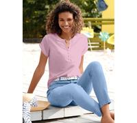 Kurzarmbluse CASUAL LOOKS, Damen, Gr. 40, rosa (hellrosé), 100% Baumwolle, unifarben, Rundhals, Blusen (32451230-40) hellrosé