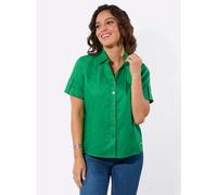 Kurzarmbluse CASUAL LOOKS, Damen, Gr. 46, grün (grasgrün), 70% Baumwolle, 30% Leinen, unifarben, Blusen (56460348-46) grasgrün